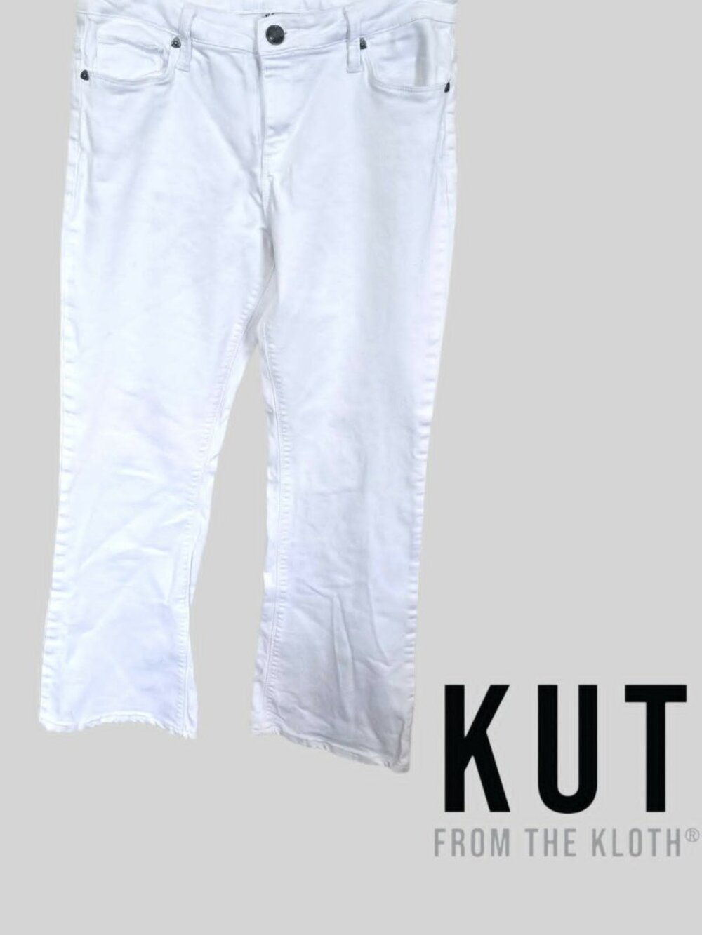KUT from the Kloth White Chrissy Flare Casual Cotton Blend Jeans Pants Womens 12